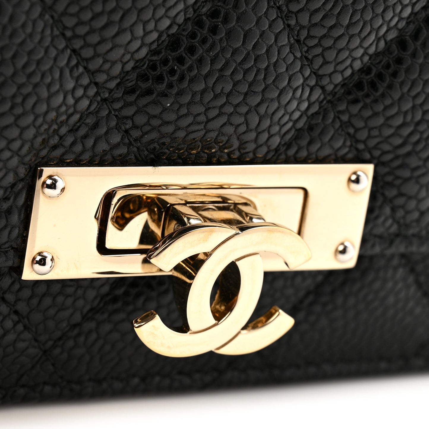 Caviar Quilted Golden Class Wallet On Chain WOC Black
