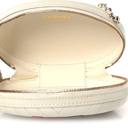 Chanel Embroidered Lambskin Chevron Quilted La Pausa Evening Bag White 5 of 11