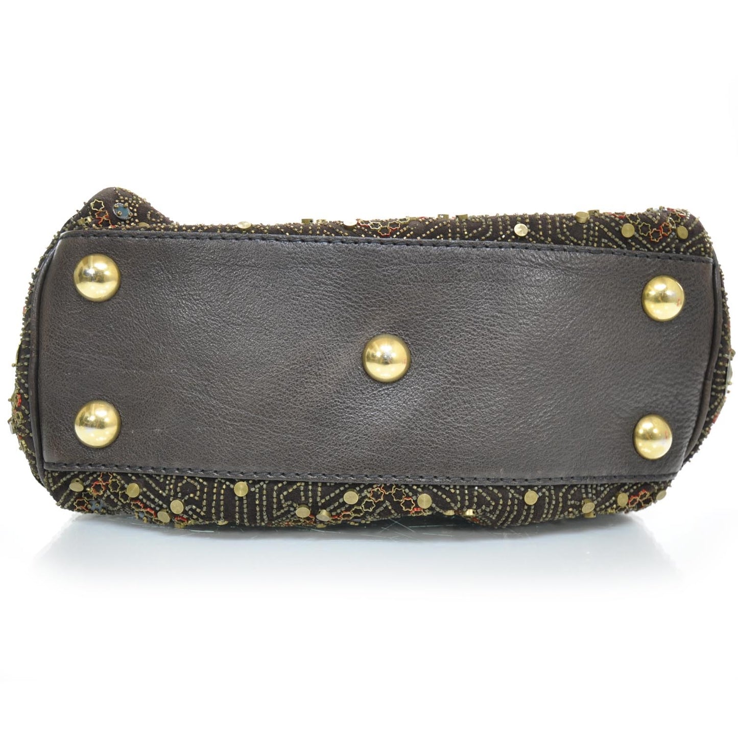 Suede Metal Embroidery Babouska Medium Boston Brown