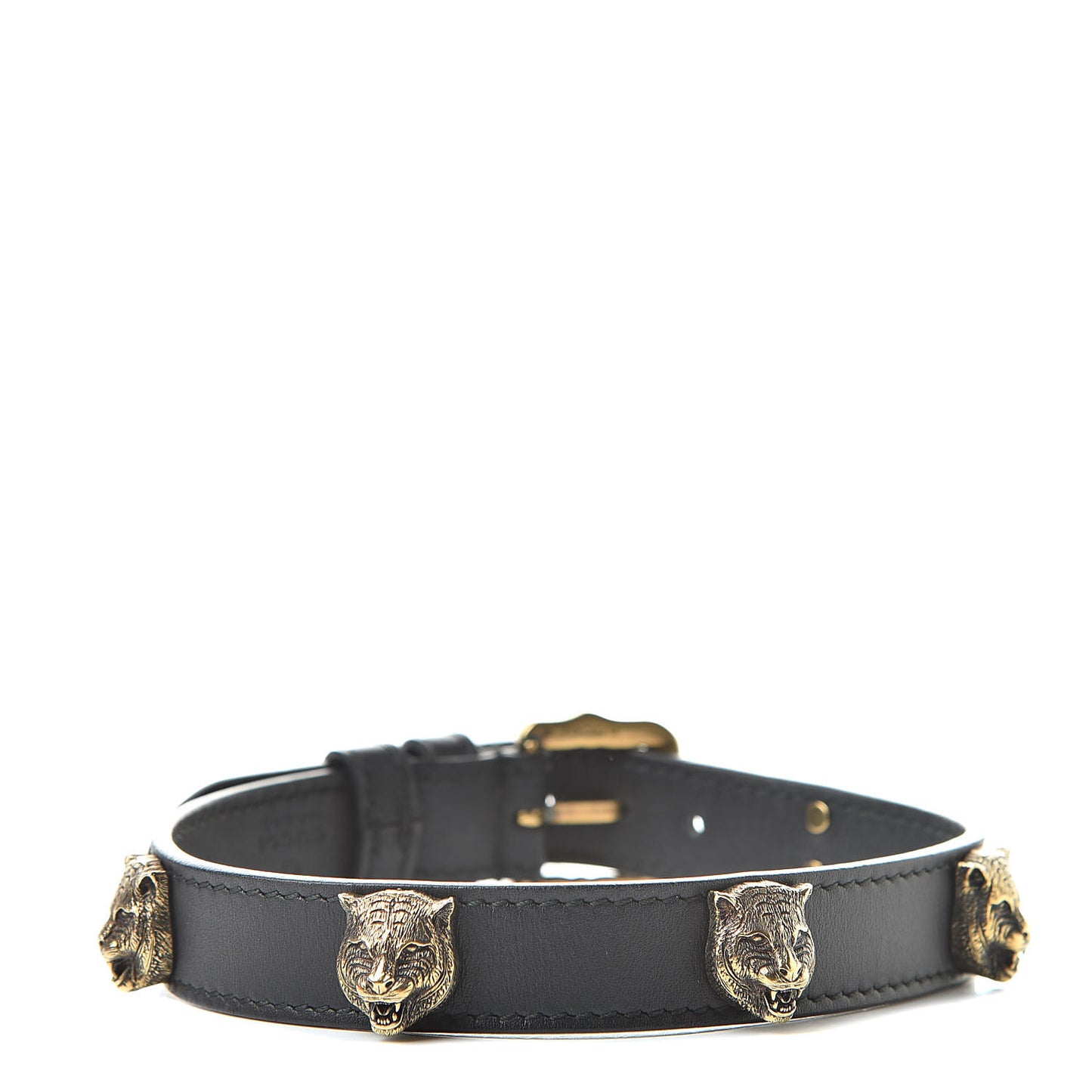 Calfskin Feline Head Choker Black