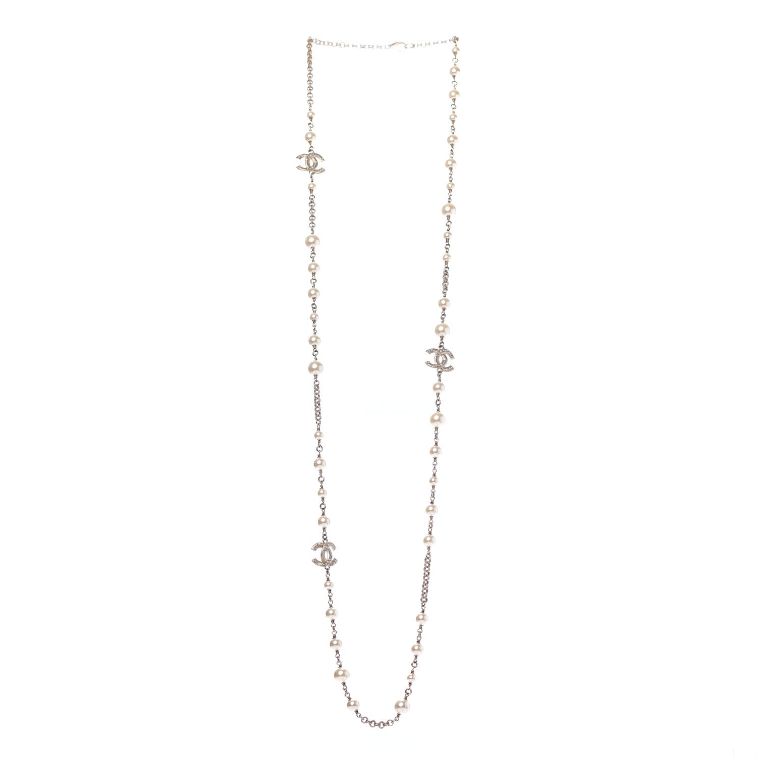Chanel Pearl CC Necklace Light Gold 3 of 5
