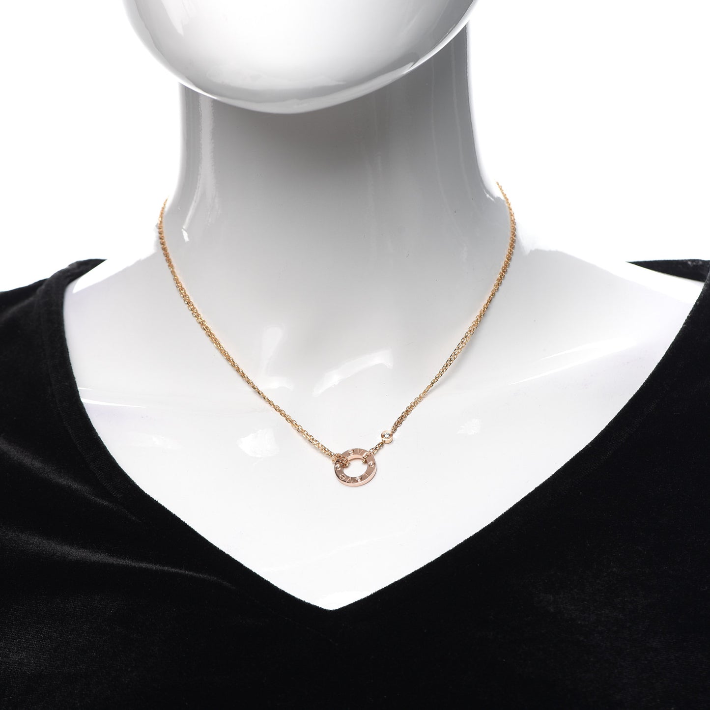 18K Yellow Gold 2 Diamond LOVE Necklace