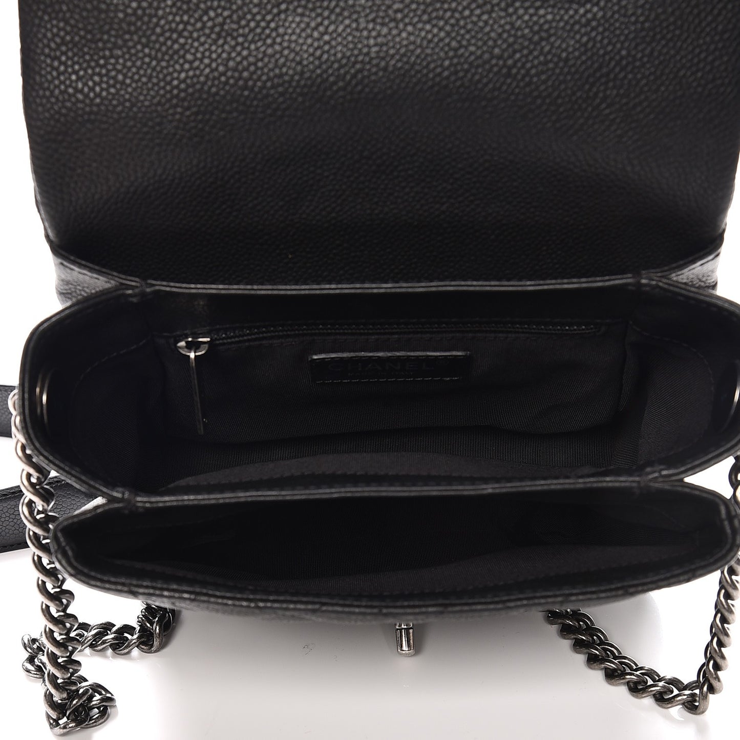 Caviar Quilted Small Rock In Rome Flap Black