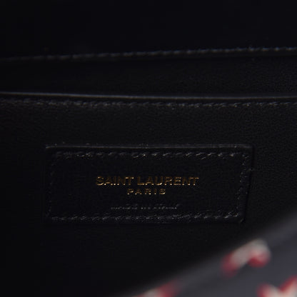 Saint Laurent Smooth Calfskin Star Print Small Spontini Saddle Bag Black Ivory Red 6 of 10