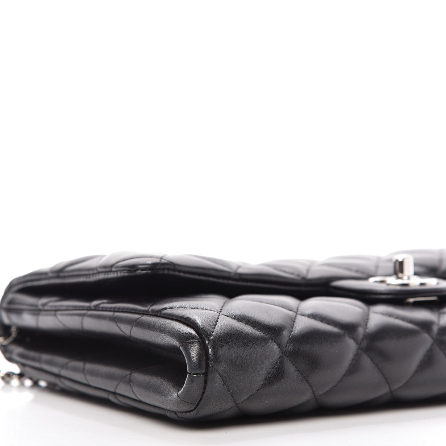 Lambskin Quilted Clutch With Chain Flap Black