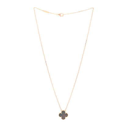Van Cleef & Arpels 18K Rose Gold Gray Mother of Pearl Vintage Alhambra Pendant Necklace 3 of 4