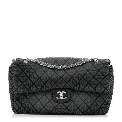 Chanel Denim Quilted Denimpression Flap Grey Black 1 of 11