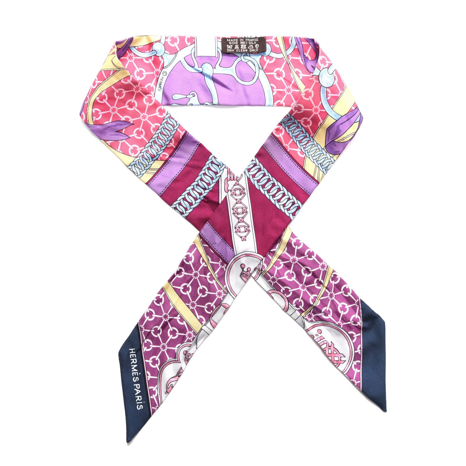 Hermes Silk La Promenade Du Matin Twilly Prune Rose Mauve 1 of 7