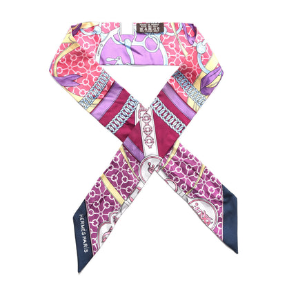 Hermes Silk La Promenade Du Matin Twilly Prune Rose Mauve 1 of 7