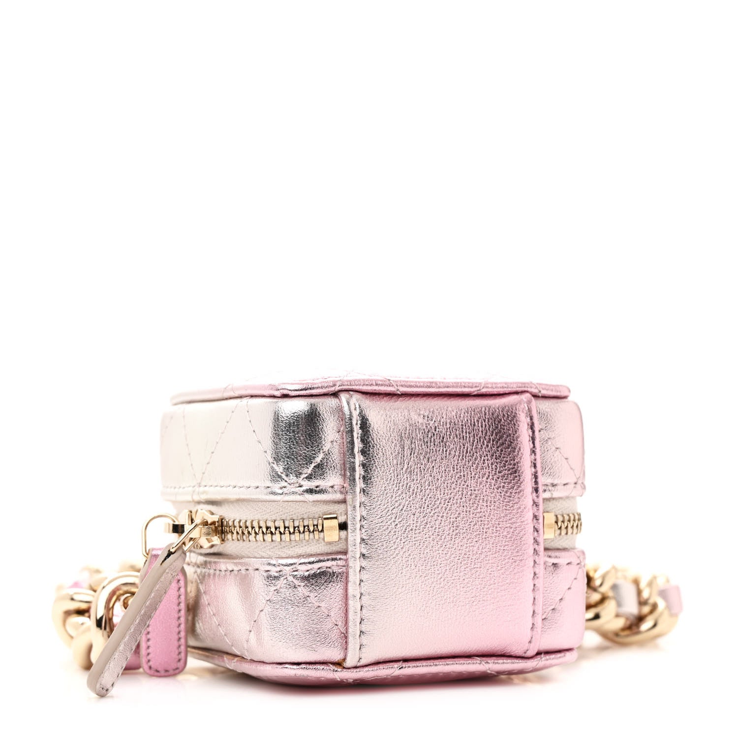 Chanel Gradient Metallic Lambskin Quilted Like A Wallet Clutch With Chain Gold Pink 4 of 13