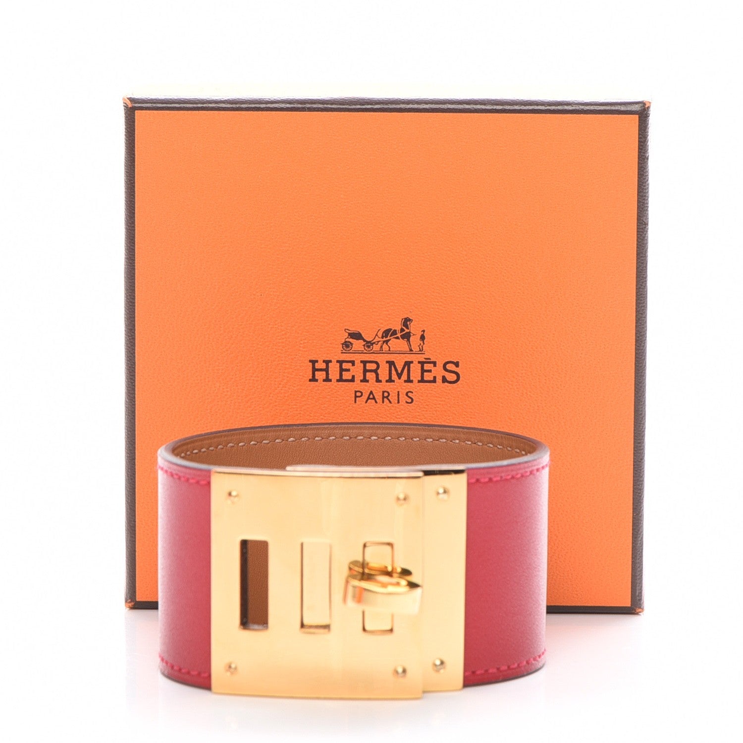 Hermes Tadelakt Kelly Dog Bracelet T2 Rouge Vif 8 of 8