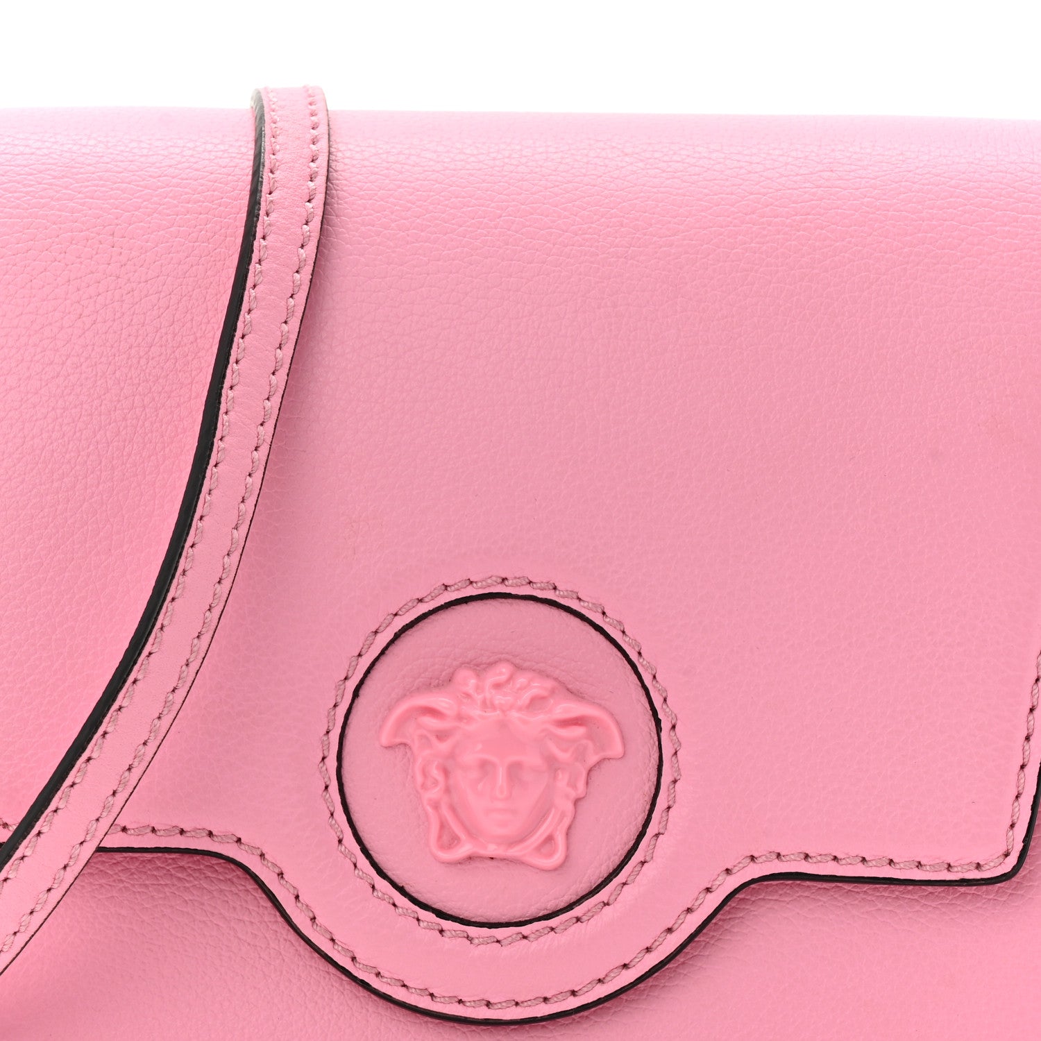 Versace Grained Calfskin La Medusa Flap Shoulder Bag Pink 7 of 11