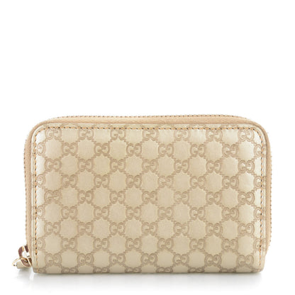 Gucci Metallic Microguccissima Zip Around Card Case Golden Beige 1 of 6