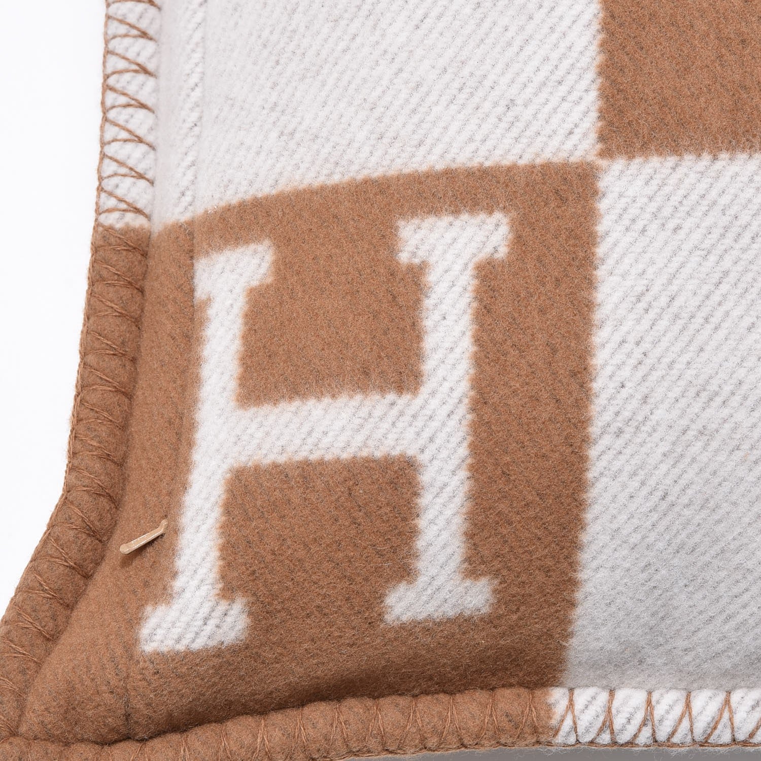 Hermes Wool Cashmere Avalon Pillow PM Ecru Camel 5 of 5