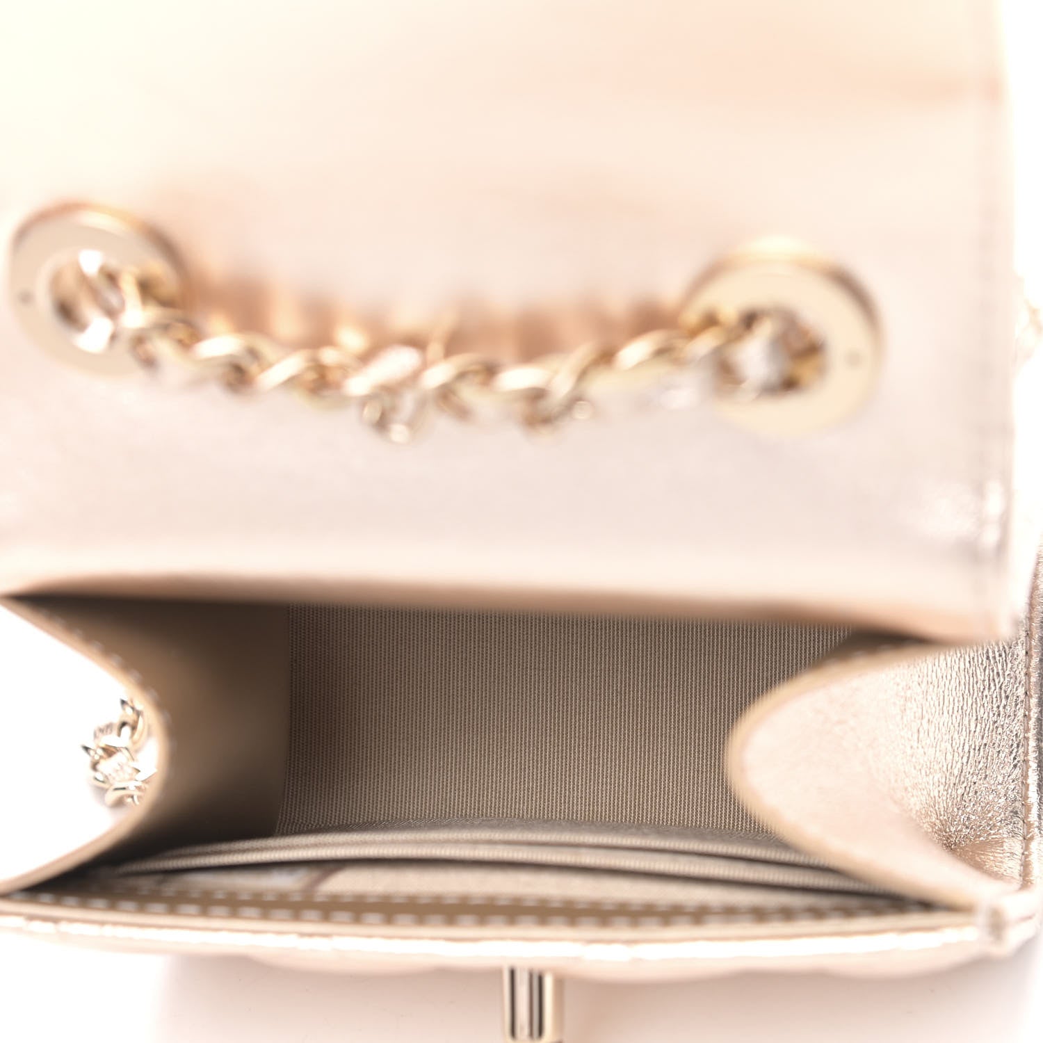 Chanel Metallic Lambskin Quilted Mini Trendy CC Clutch With Chain Gold 4 of 9