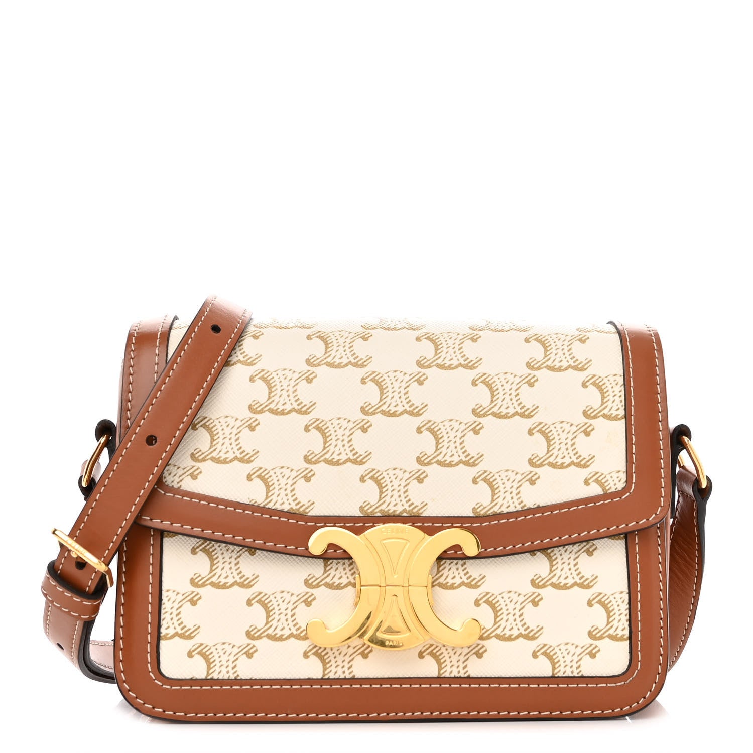 Celine Calfskin Triomphe Canvas Teen Triomphe Bag White 1 of 11