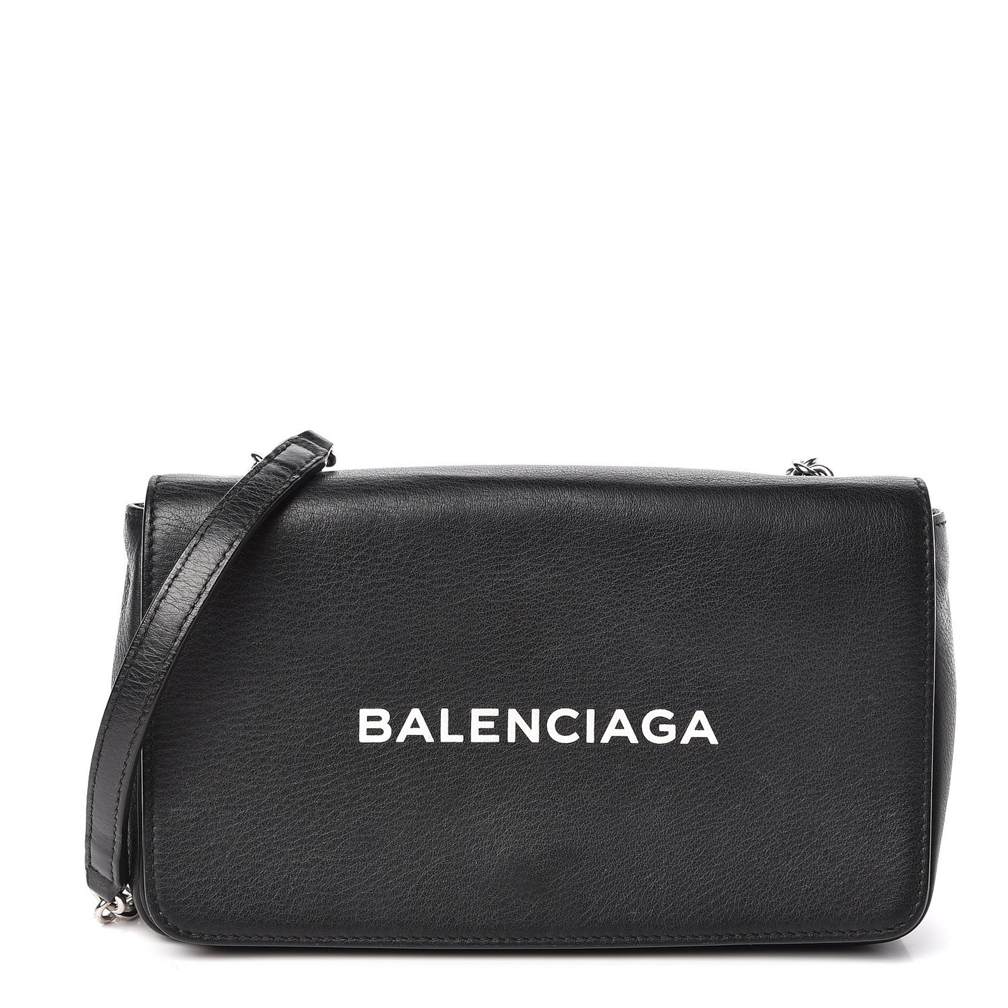 Pebbled Calfskin Everyday Chain Wallet Black