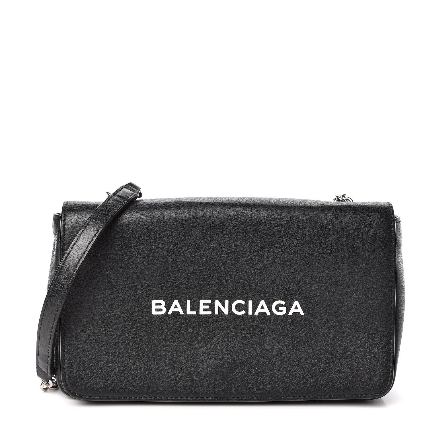 Balenciaga Pebbled Calfskin Everyday Chain Wallet Black 1 of 13
