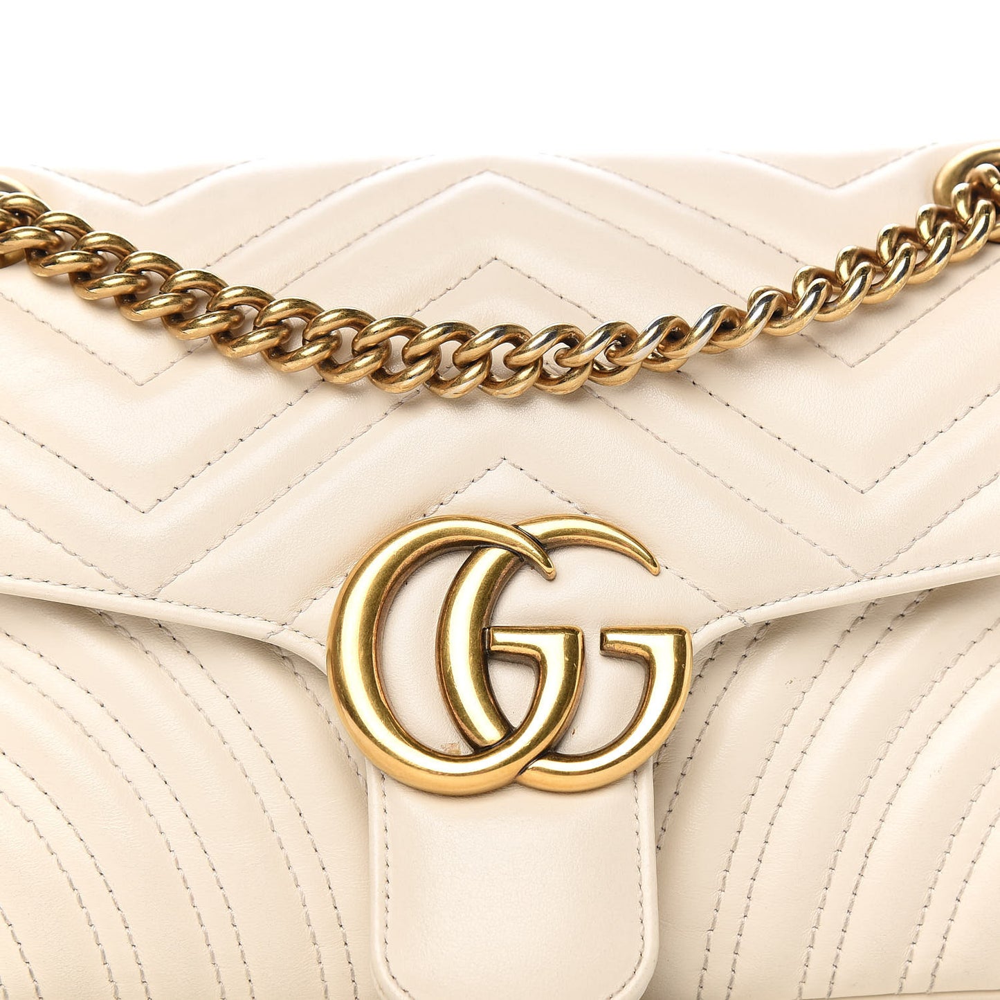 Calfskin Matelasse Small GG Marmont Shoulder Bag White