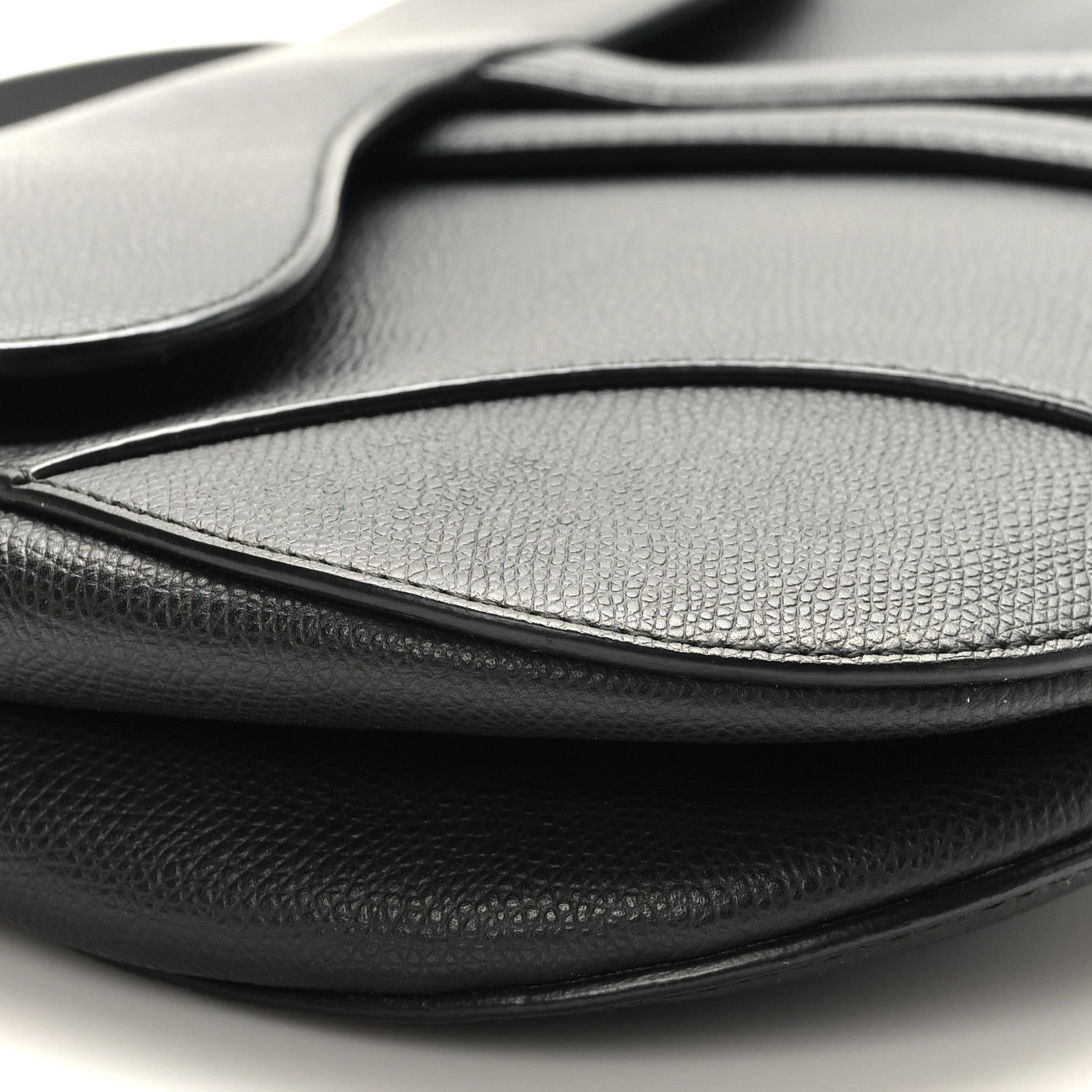 Christian Dior Grained Calfskin Saddle Bag Black 8 of 9