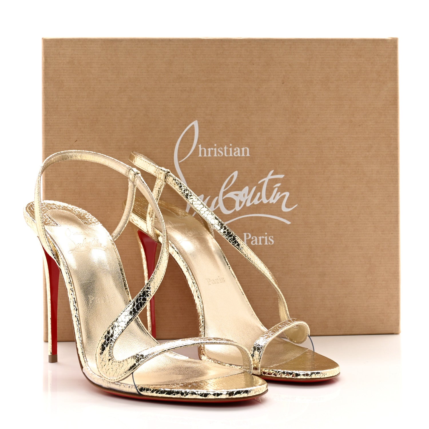 Christian Louboutin Metallic Nappa Rosalie 100 Sandals 41 Gold 3 of 8