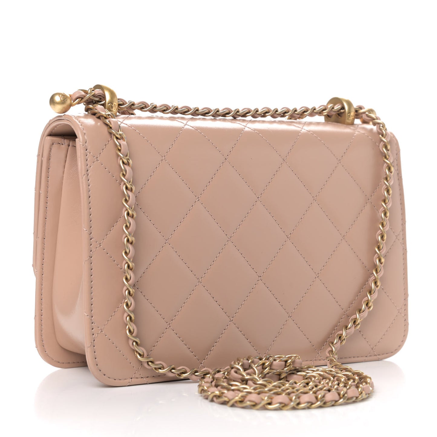 Calfskin Quilted Perfect Fit Flap Beige