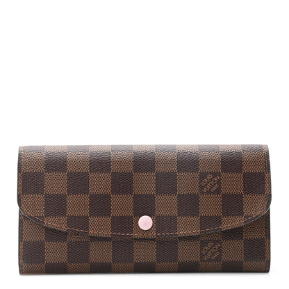 Louis Vuitton Damier Ebene Emilie Wallet Rose Ballerine 1 of 7