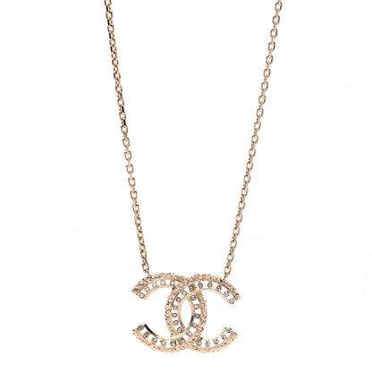 Chanel Crystal Textured CC Necklace Gold 1 of 7