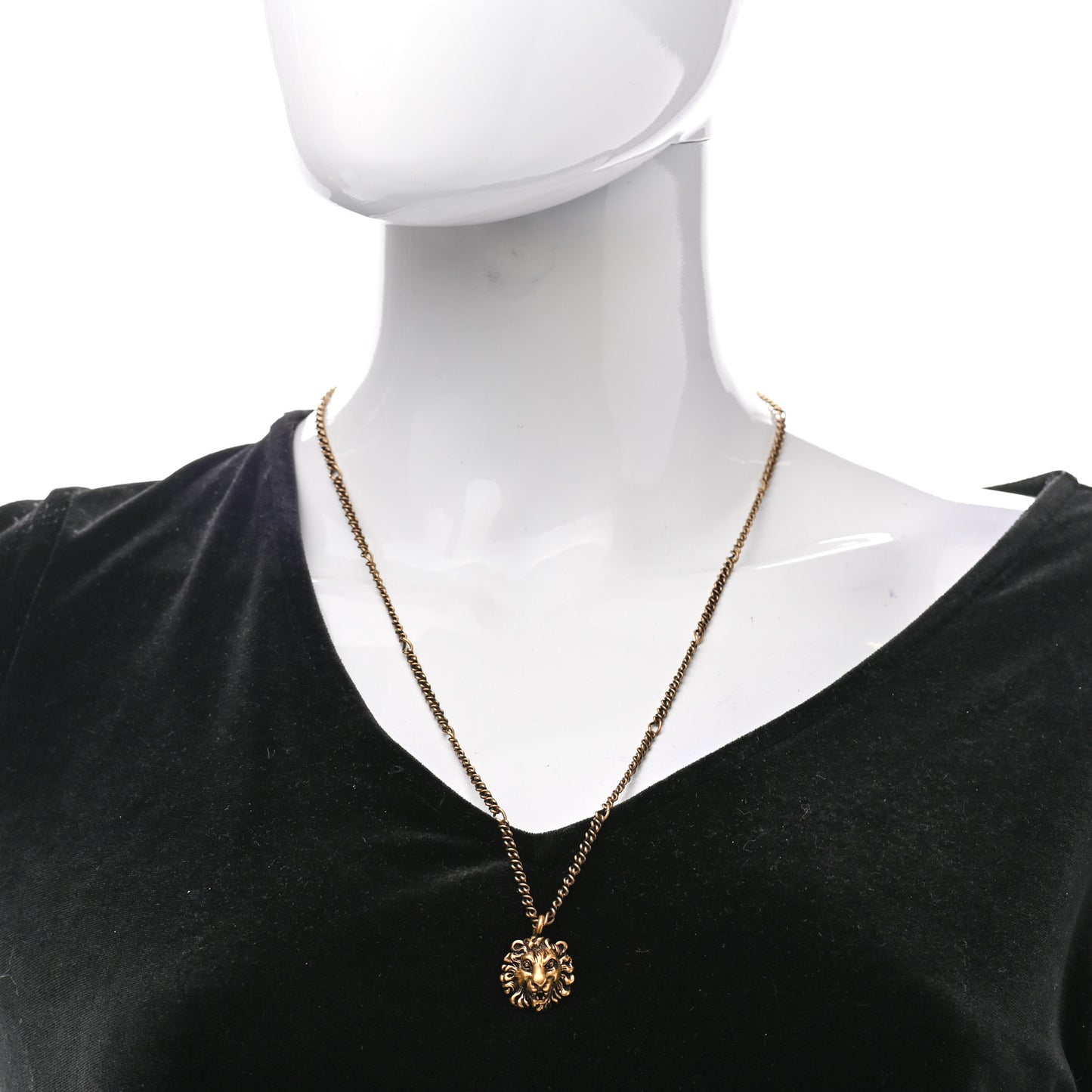 Metal Lion Head Necklace Gold