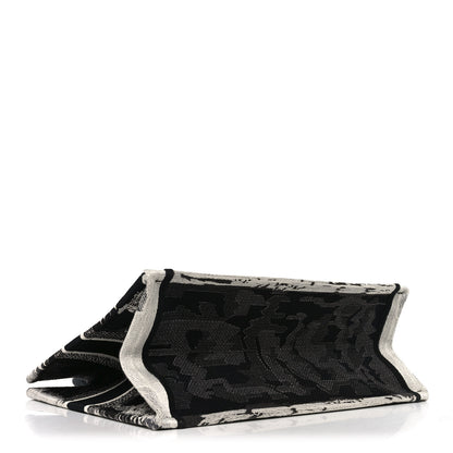 Christian Dior Canvas Embroidered Medium Paris Book Tote Black White 3 of 9