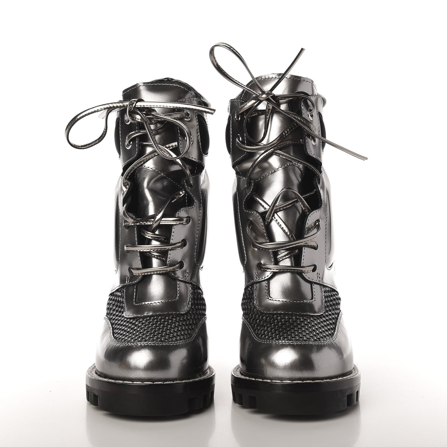 Louis Vuitton Metallic Calfskin Technical Fabric Digital Gate Ankle Boots 38 Silver 2 of 8