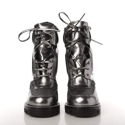 Louis Vuitton Metallic Calfskin Technical Fabric Digital Gate Ankle Boots 38 Silver 2 of 8