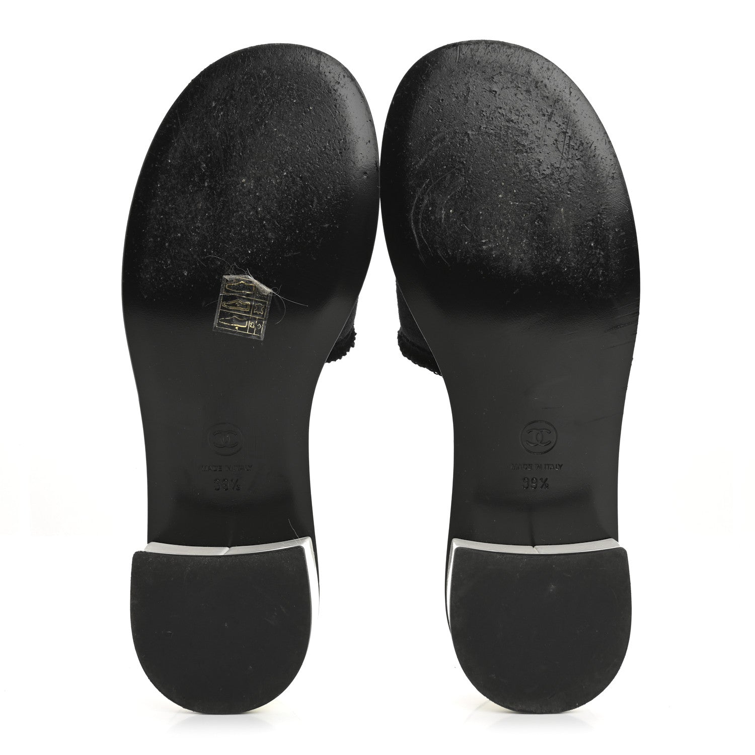 Chanel Cotton Logo Mule Sandals 39.5 Black White 6 of 15