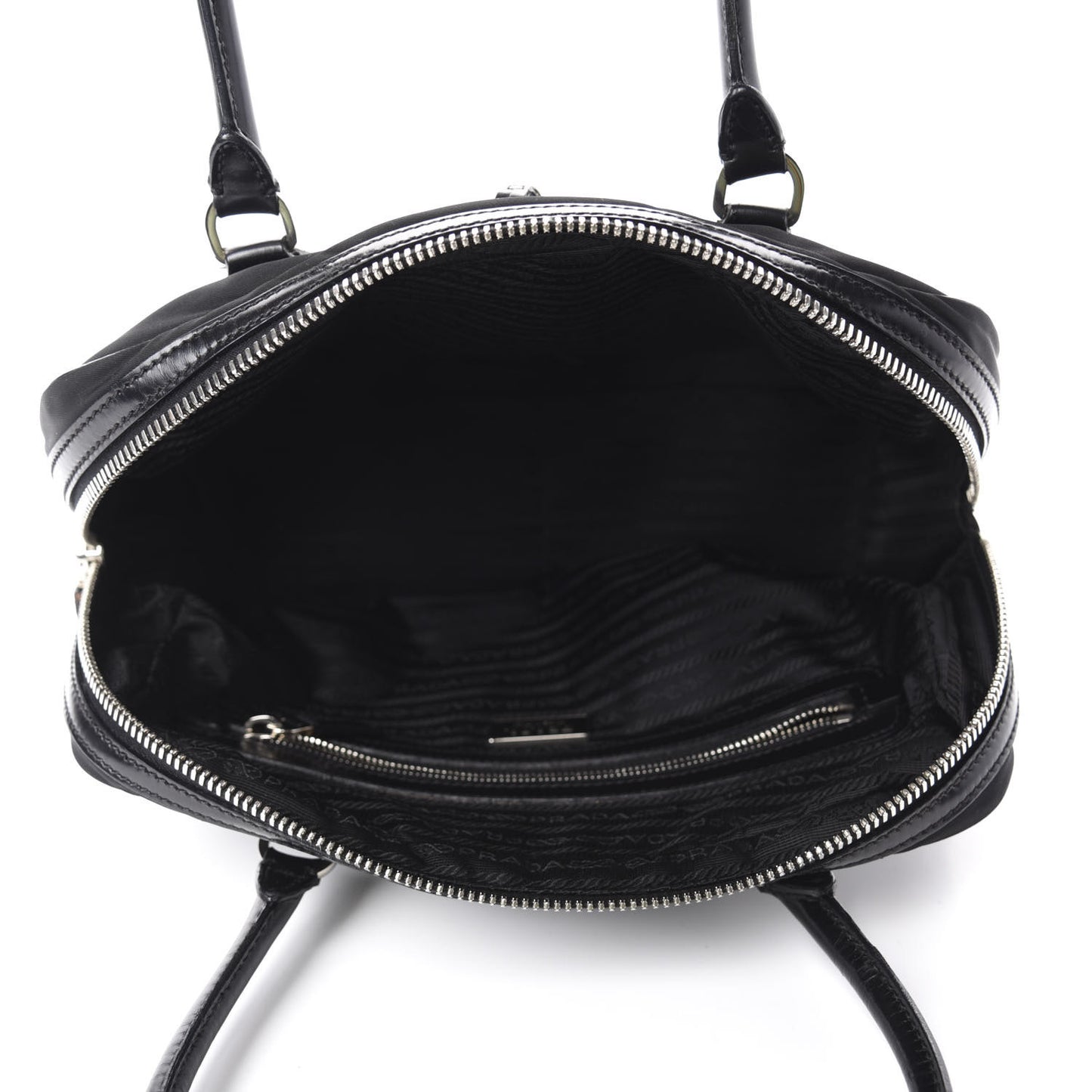 Tessuto Nylon Box Calf Bowling Bag Black