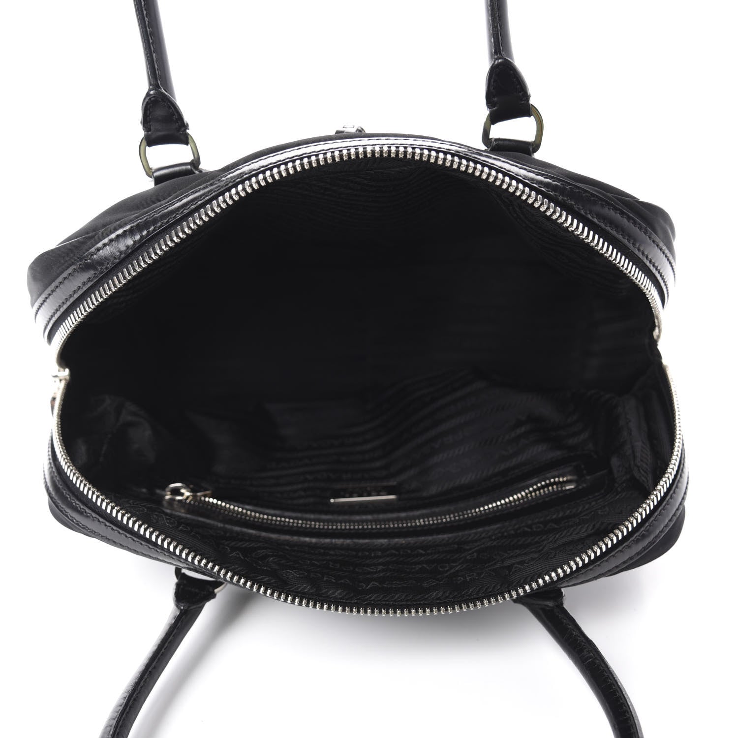 Prada Tessuto Nylon Box Calf Bowling Bag Black 5 of 11