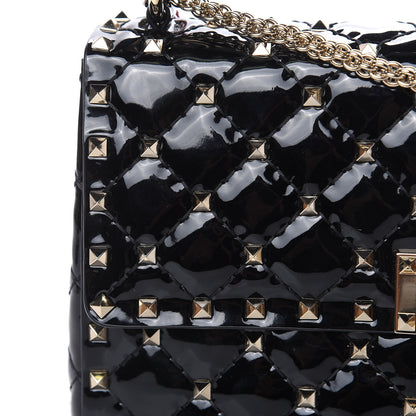 Valentino Garavani Patent Medium Rockstud Spike Shoulder Bag Black 9 of 10