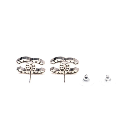 Chanel Crystal CC Chain Earrings Silver 3 of 6