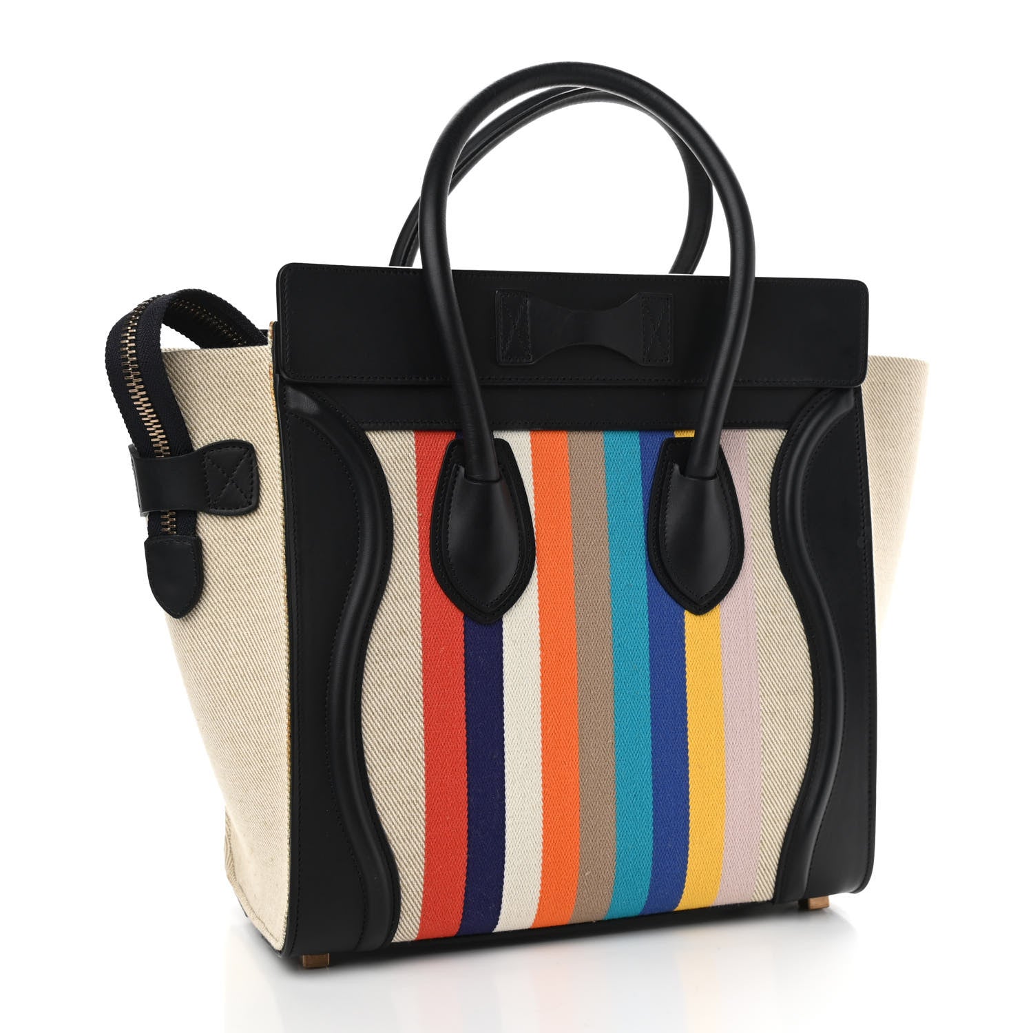 Celine Smooth Calfskin Striped Canvas Micro Luggage 2 of 14