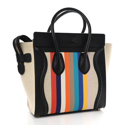 Celine Smooth Calfskin Striped Canvas Micro Luggage 2 of 14