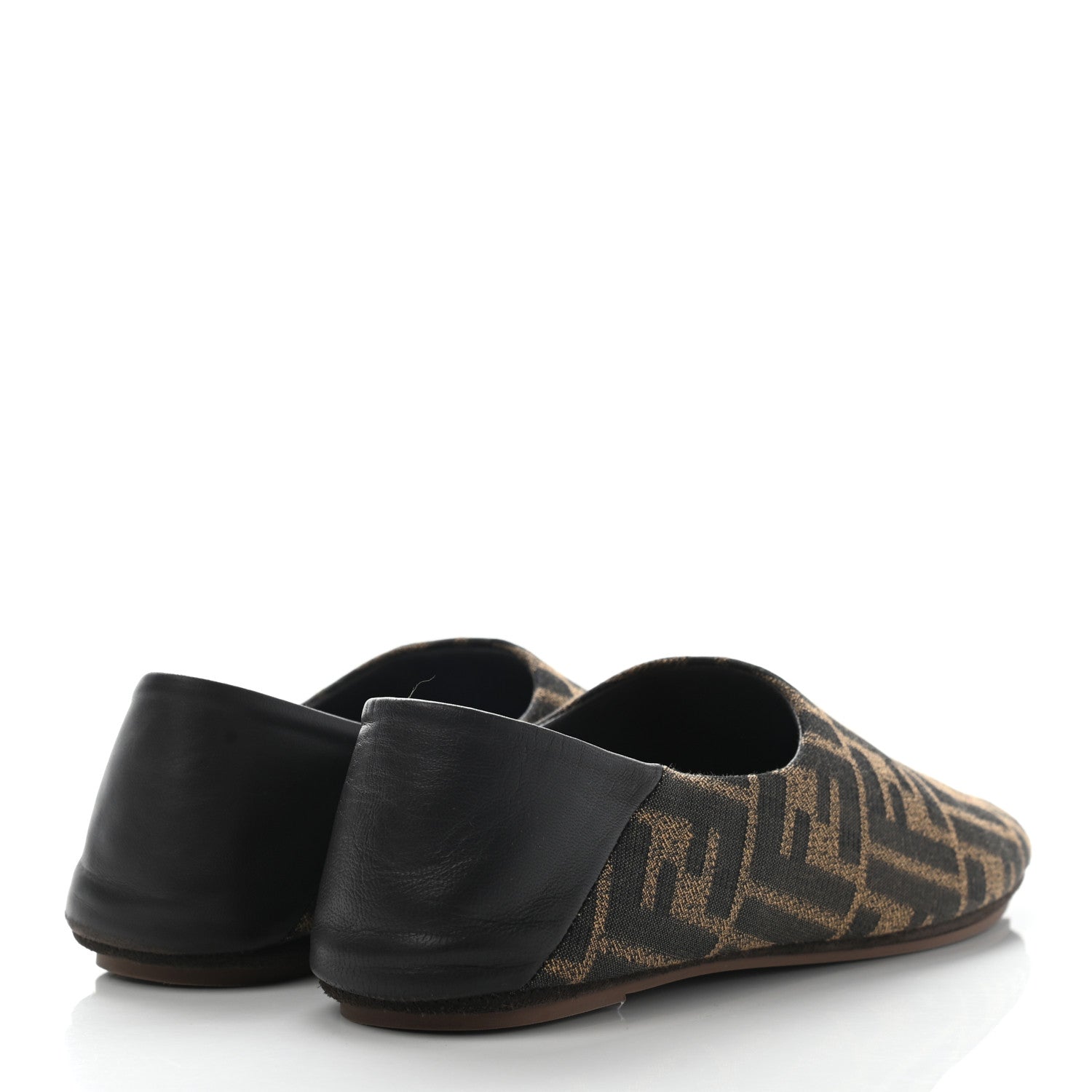 Fendi Fabric Jacquard Nappa FF Slippers 36 Tobacco Moro Black 4 of 10