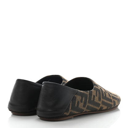 Fendi Fabric Jacquard Nappa FF Slippers 36 Tobacco Moro Black 4 of 10