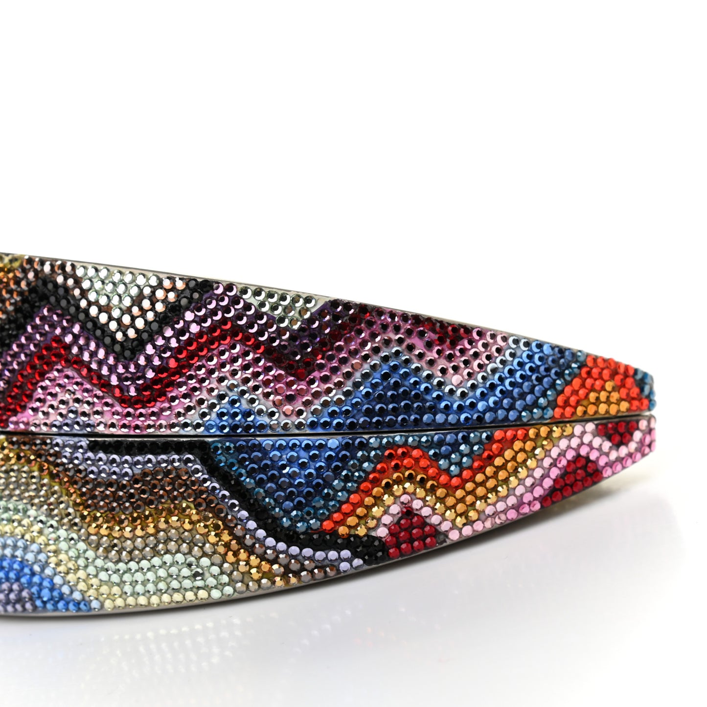 Crystal Watermelon Slice Minaudiere Clutch Silver Multicolor