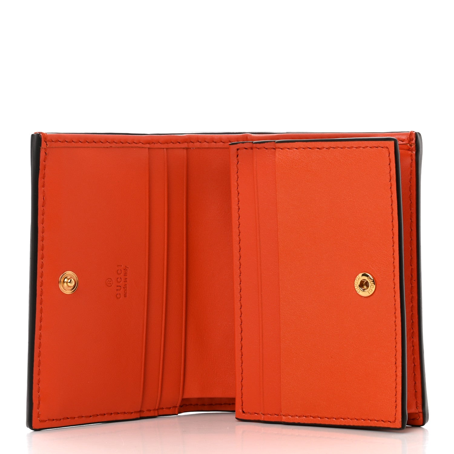 Gucci Calfskin GG Matelasse Card Case Wallet Deep Orange 5 of 7
