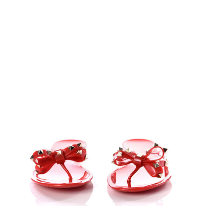Valentino Garavani PVC Jelly Rockstud Bow Thong Sandals 41 Rosso Valentino 3 of 10