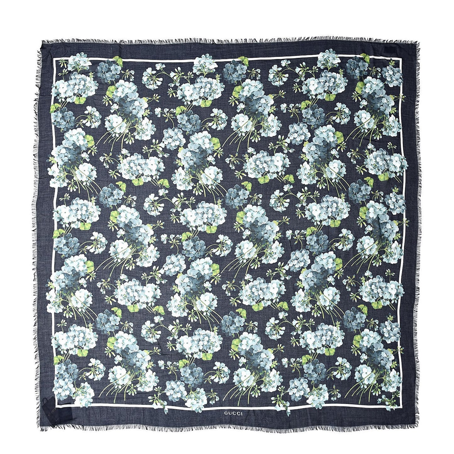 Modal Silk New Bloom Square Scarf Midnight Blue Sky Blue