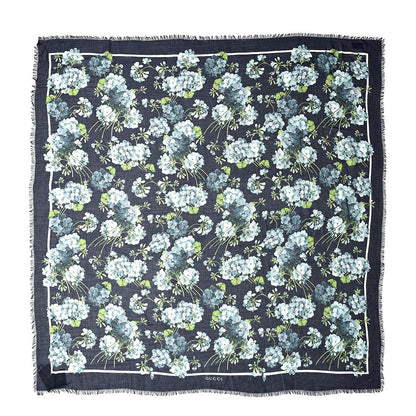 Gucci Modal Silk New Bloom Square Scarf Midnight Blue Sky Blue 1 of 3