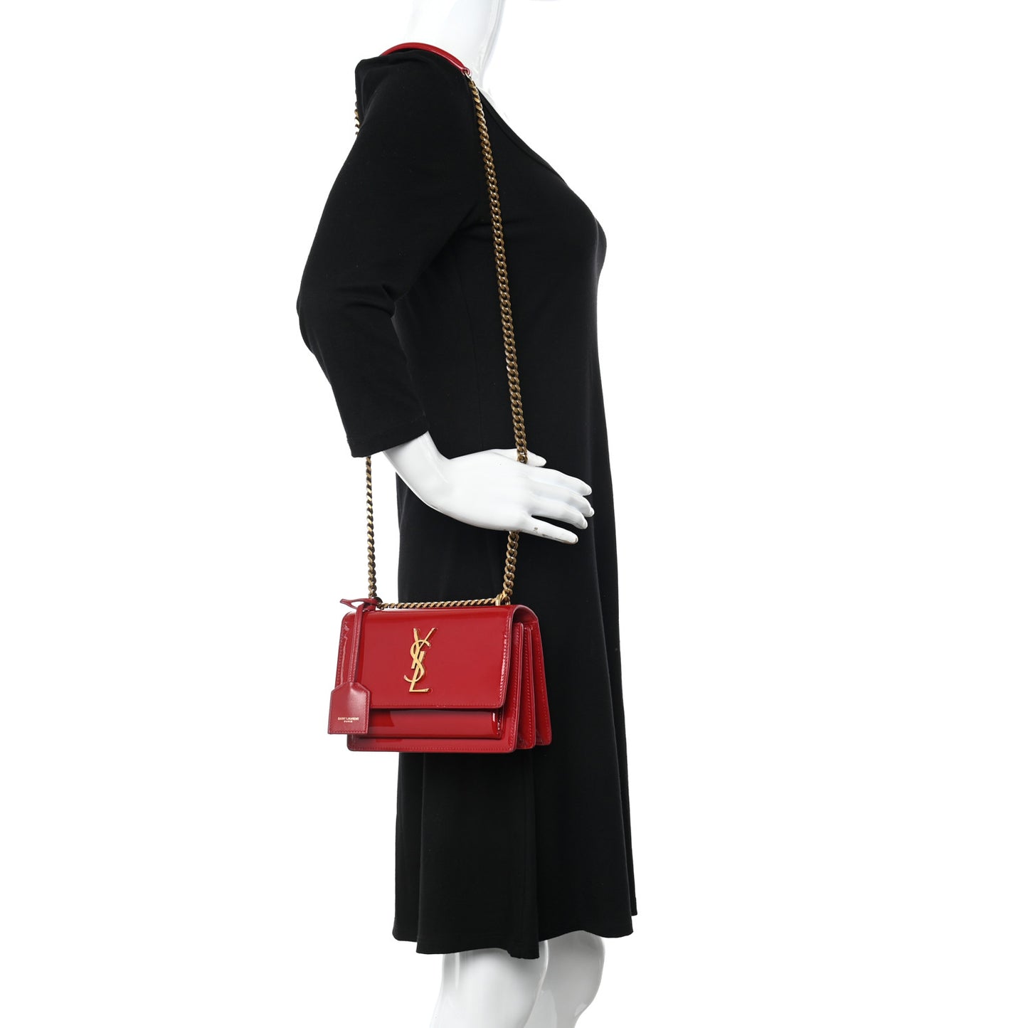 Patent Small Monogram Sunset Red