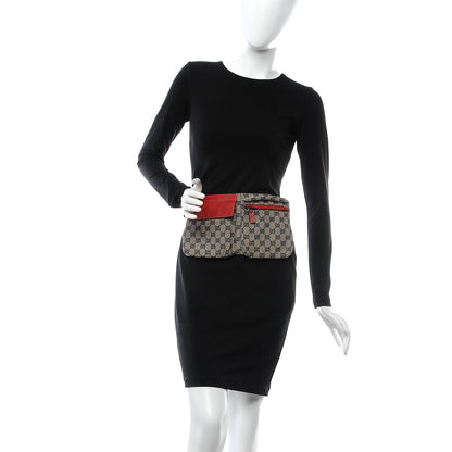 Gucci GG Monogram Web Double Pocket Belt Bag Navy Red 2 of 10