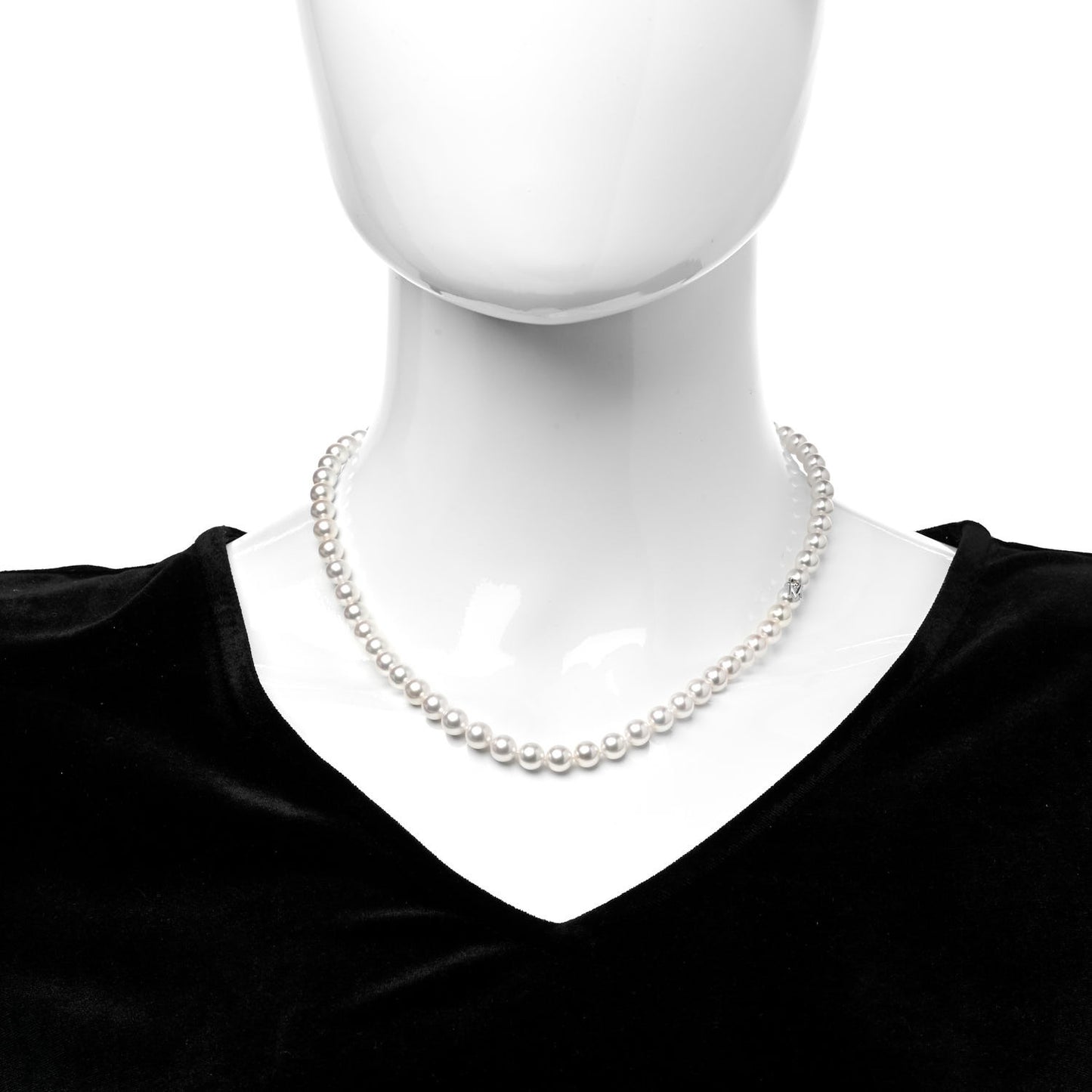 18K White Gold Akoya Pearl 6-7mm Strand Necklace 17.5"