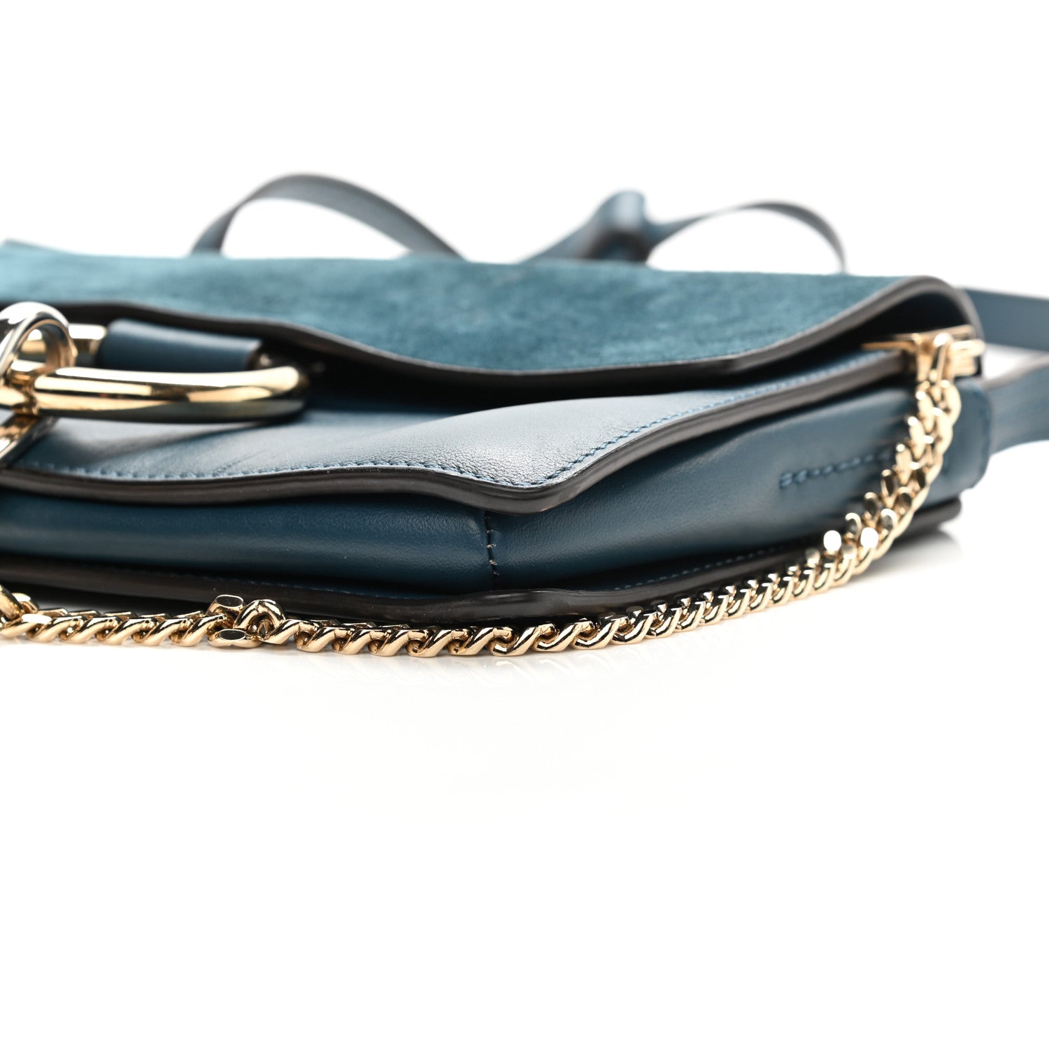 Chloe Suede Calfskin Small Faye Shoulder Bag Majolica Blue 18 of 20